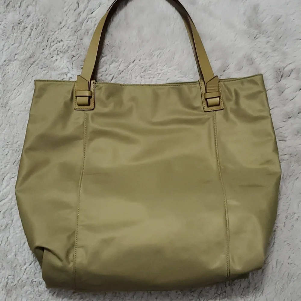 Henri Bendel olive green nylon tote bag